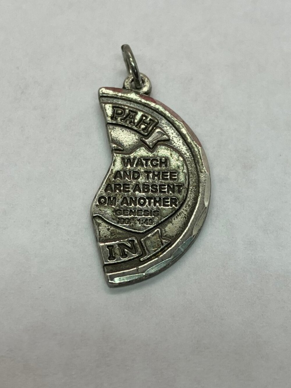 Vintage Mizpah Coin Jewish Sterling Silver Half Pendant